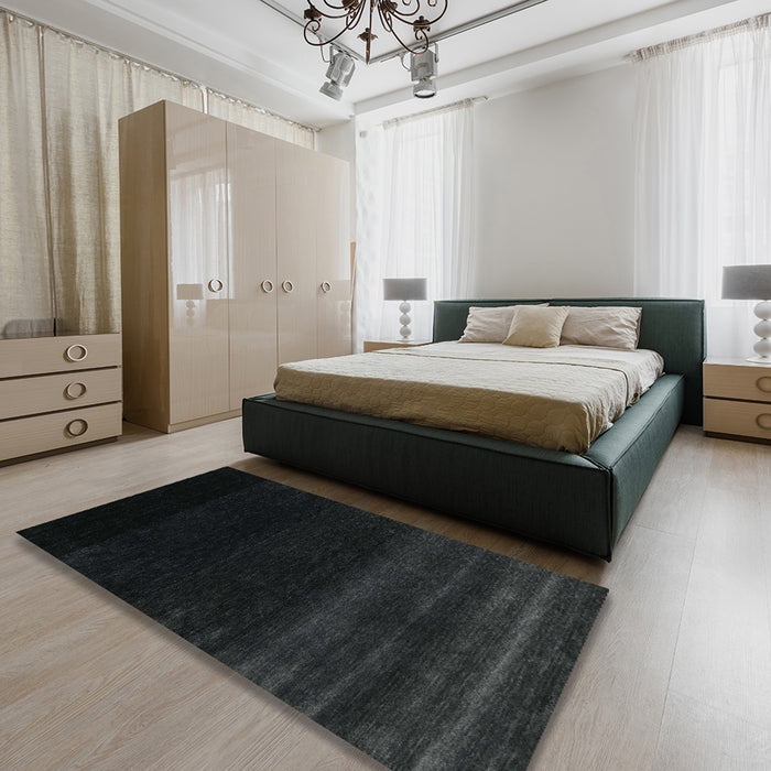 Machine Washable Contemporary Black Rug in a Bedroom, wshcon1779