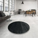 Round Contemporary Black Modern Rug in a Office, con1779