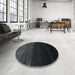 Round Contemporary Light Black Modern Rug in a Office, con1780