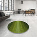 Round Contemporary Dark Forest Green Modern Rug in a Office, con1781