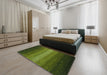 Contemporary Dark Forest Green Modern Rug in a Bedroom, con1781