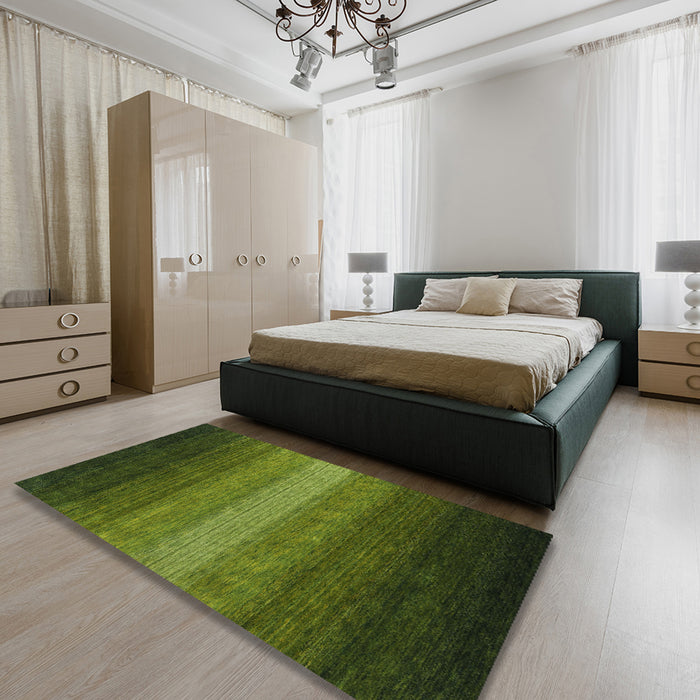 Machine Washable Contemporary Dark Forest Green Rug in a Bedroom, wshcon1781