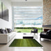 Square Contemporary Dark Forest Green Modern Rug in a Living Room, con1781