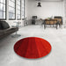 Round Machine Washable Contemporary Red Rug in a Office, wshcon1783