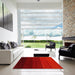 Square Contemporary Red Modern Rug in a Living Room, con1783