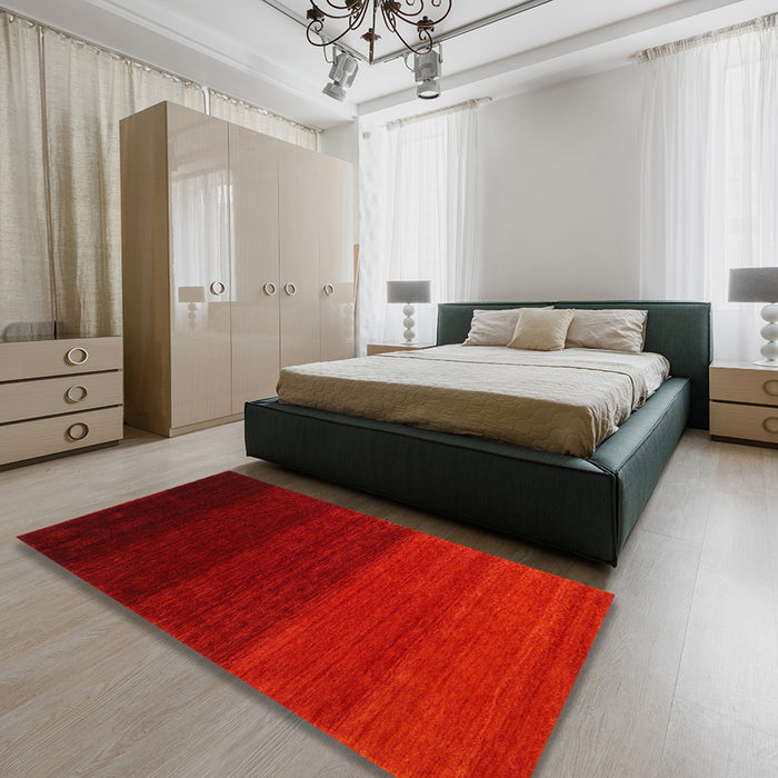 Machine Washable Contemporary Red Rug in a Bedroom, wshcon1783