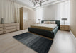 Machine Washable Contemporary Charcoal Black Rug in a Bedroom, wshcon1784