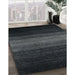 Contemporary Charcoal Black Modern Rug in Family Room, con1784