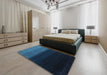 Machine Washable Contemporary Night Blue Rug in a Bedroom, wshcon1785