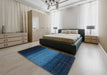 Contemporary Deep-Sea Blue Modern Rug in a Bedroom, con1786