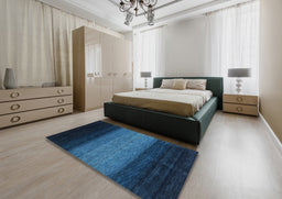 Contemporary Deep-Sea Blue Modern Rug in a Bedroom, con1786