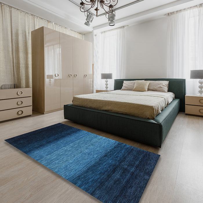 Machine Washable Contemporary Deep-Sea Blue Rug in a Bedroom, wshcon1786