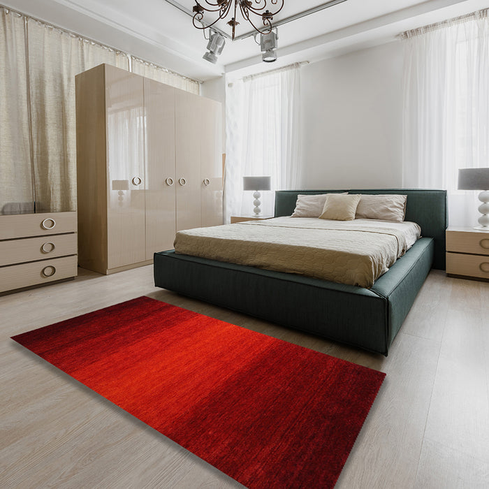 Contemporary Red Modern Rug in a Bedroom, con1788