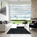 Square Contemporary Gunmetal Green Modern Rug in a Living Room, con1789