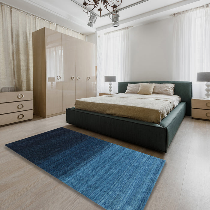 Machine Washable Contemporary Night Blue Rug in a Bedroom, wshcon1790