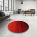 Round Contemporary Red Modern Rug in a Office, con1792