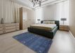 Contemporary Steel Blue Modern Rug in a Bedroom, con1795