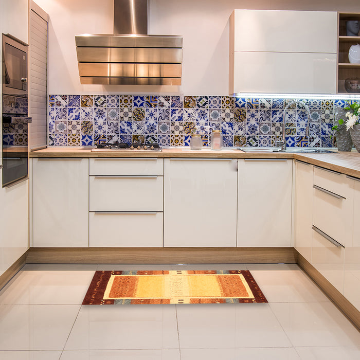 Contemporary Mahogany Brown Modern Rug in a Kitchen, con1798