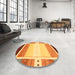 Round Machine Washable Contemporary Mahogany Brown Rug in a Office, wshcon1798