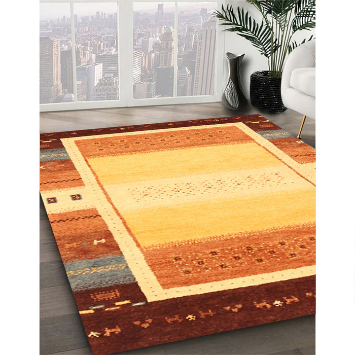 Contemporary Mahogany Brown Modern Rug in Family Room, con1798