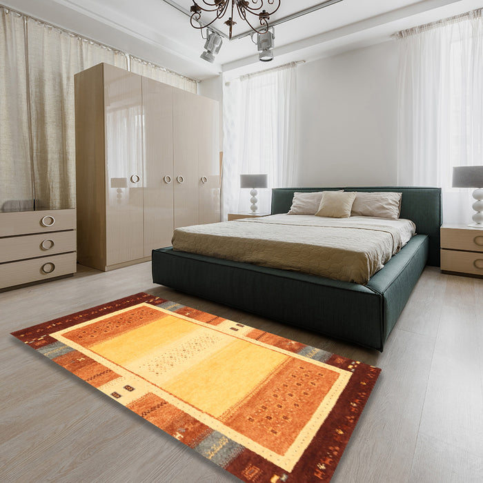 Contemporary Mahogany Brown Modern Rug in a Bedroom, con1798