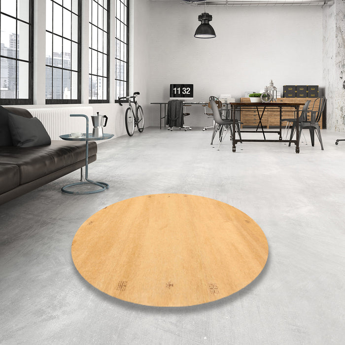 Round Contemporary Orange Modern Rug in a Office, con1799