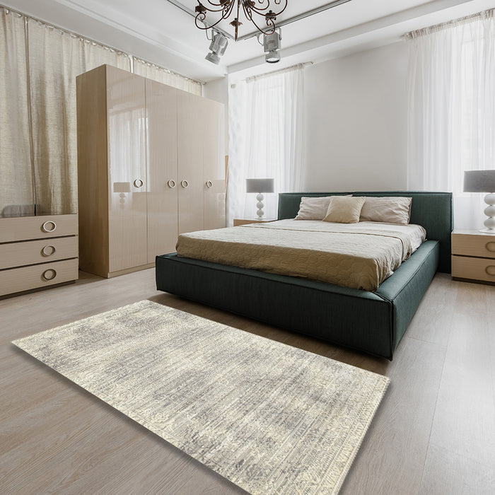 Contemporary Sage Green Modern Rug in a Bedroom, con179