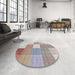 Round Machine Washable Contemporary Pale Silver Gray Rug in a Office, wshcon1801