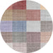 Sideview of Contemporary Pale Silver Gray Checkered Rug, con1801