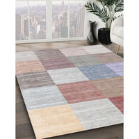 Contemporary Pale Silver Gray Checkered Rug, con1802