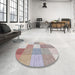 Round Machine Washable Contemporary Pale Silver Gray Rug in a Office, wshcon1802