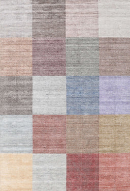 Contemporary Pale Silver Gray Checkered Rug, con1802