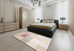 Contemporary Tan Brown Modern Rug in a Bedroom, con1803