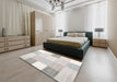 Contemporary Silver Pink Modern Rug in a Bedroom, con1804