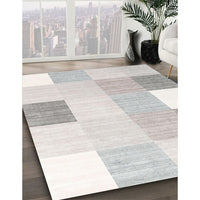 Contemporary Silver Pink Checkered Rug, con1805