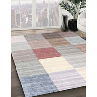 Contemporary Dark White Beige Checkered Rug, con1807