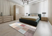 Machine Washable Contemporary Dark White Beige Rug in a Bedroom, wshcon1807