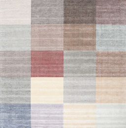 Contemporary Dark White Beige Checkered Rug, con1807