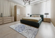 Contemporary Silver Gray Modern Rug in a Bedroom, con1808