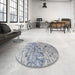 Round Contemporary Silver Gray Modern Rug in a Office, con1808