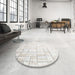 Round Machine Washable Contemporary Platinum Gray Rug in a Office, wshcon1809