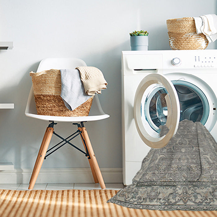 Machine Washable Contemporary Granite Gray Rug in a Washing Machine, wshcon180