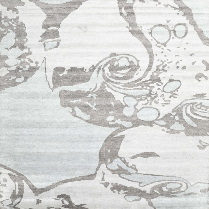 Square Contemporary Silver Gray Modern Rug, con1811