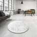 Round Contemporary Pearl White Beige Modern Rug in a Office, con1812