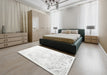 Contemporary Pearl White Beige Modern Rug in a Bedroom, con1812