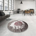 Round Machine Washable Contemporary Rosy-Finch Purple Rug in a Office, wshcon1814