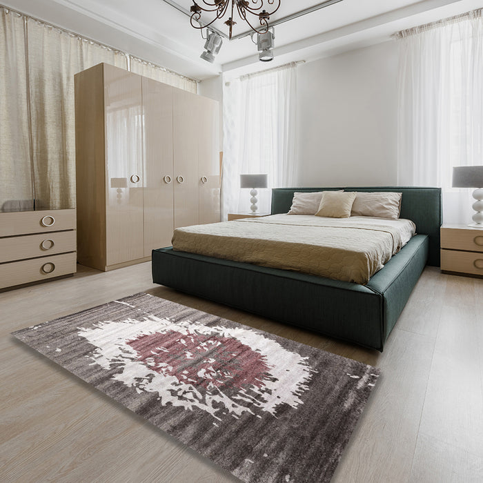 Machine Washable Contemporary Rosy-Finch Purple Rug in a Bedroom, wshcon1814