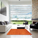 Square Contemporary Orange Red Modern Rug in a Living Room, con1817