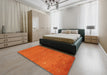 Machine Washable Contemporary Orange Red Rug in a Bedroom, wshcon1817