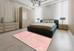 Machine Washable Contemporary Deep Peach Orange Rug in a Bedroom, wshcon1818